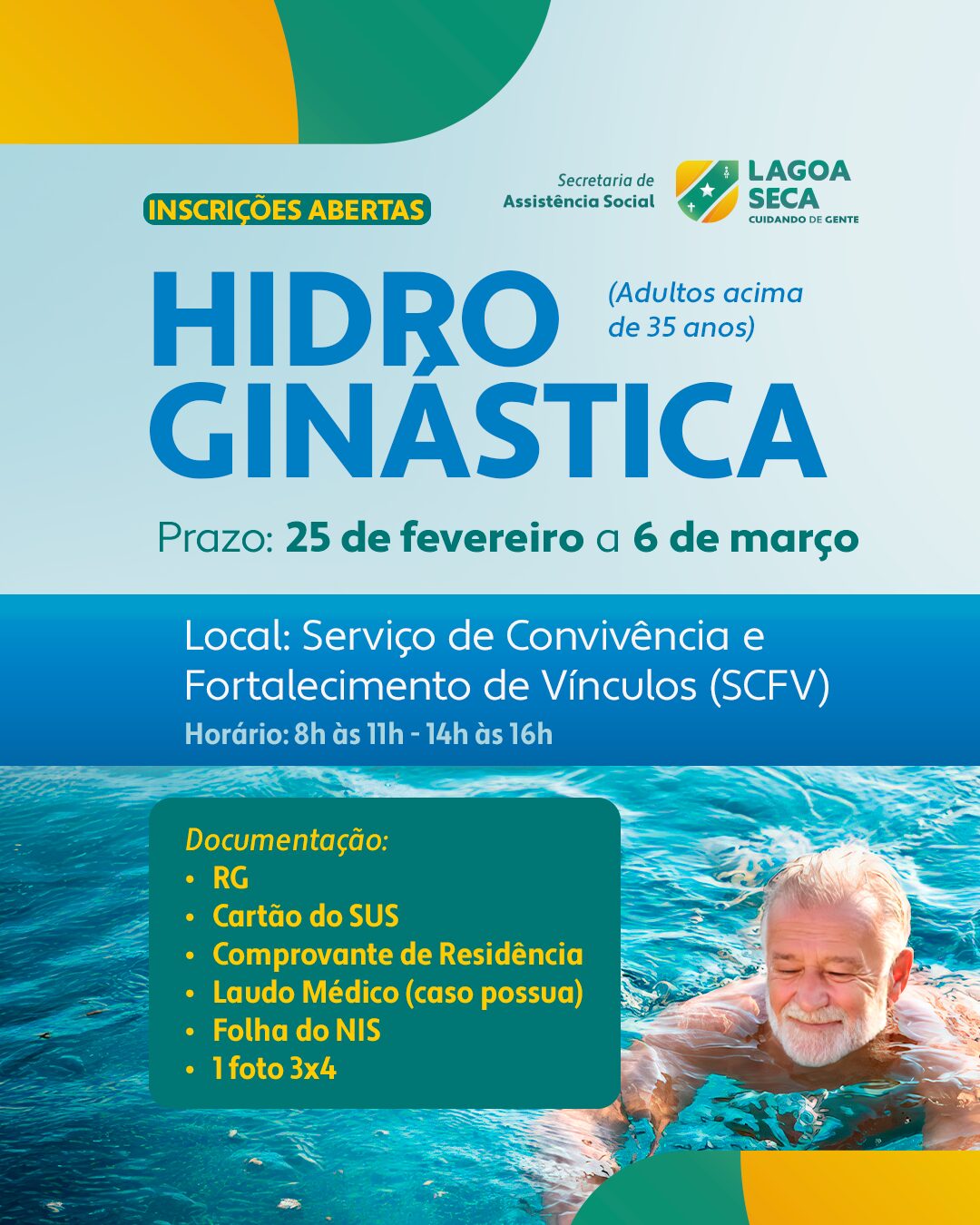Assistência Social abre inscrições para a hidroginástica