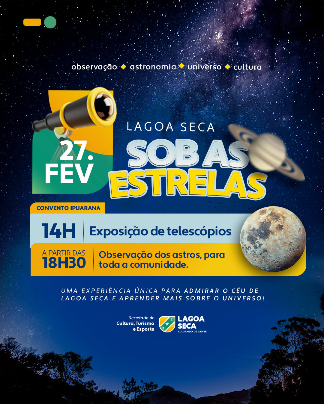 Lagoa Seca realiza pela primeira vez o evento “Lagoa Seca Sob as Estrelas”