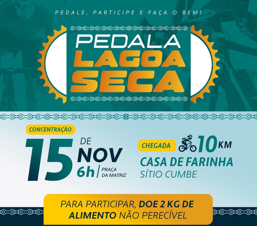 Prefeitura de Lagoa Seca abre inscrições para a 1ª edição do Pedala Lagoa Seca Prefeitura de Lagoa Seca abre inscrições para a 1ª edição do Pedala Lagoa Seca